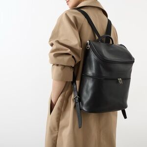 Longchamp Leather Backpack - Navy